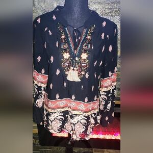 Bohemian Paisley Embroidered Blouse Size Small NEW With Tags